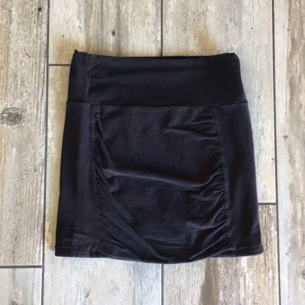 Free People Black Scunched Mini Skirt